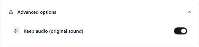 Keep audio setting in advanced options