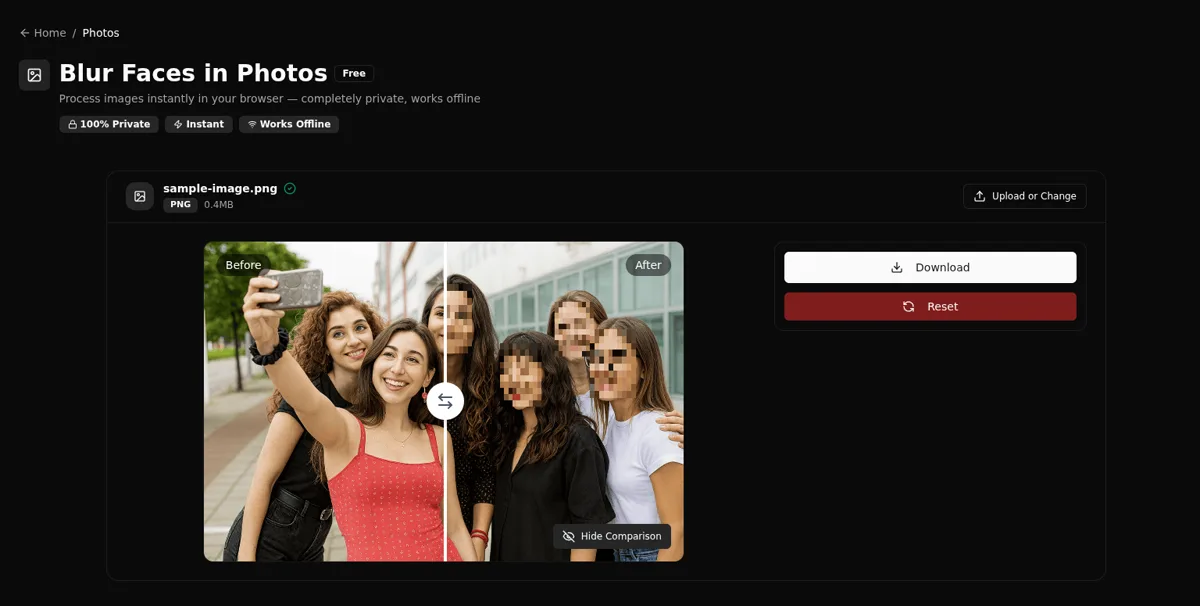Processed output ready for download